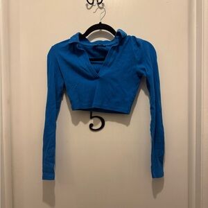 Zara Blue Long Sleeve Crop Top